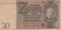 Europe 1929 GERMANY P.181a - 20 Mark Fine Minor edge tears  3,00 EUR  + 10,00 EUR frais d'envoi