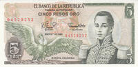 South America 1980 COLOMBIA P.406f - 5 Pesos UNC  6,50 EUR  + 10,00 EUR frais d'envoi