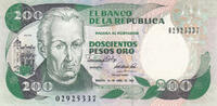 South America 1991 COLOMBIA P.429d - 200 Pesos UNC  4,50 EUR  + 10,00 EUR frais d'envoi