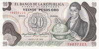 South America 1982 COLOMBIA P.409d - 20 Pesos UNC  4,00 EUR  + 10,00 EUR frais d'envoi