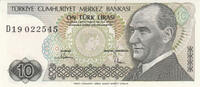 Asia 1982 TURKEY P.193 - 10 Lira L.1970 UNC  2,00 EUR  + 10,00 EUR frais d'envoi
