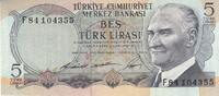 Asia 1968 TURKEY P.179 - 5 Lira L.1930 UNC  4,00 EUR  + 10,00 EUR frais d'envoi