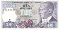 Asia 1986 TURKEY P.196 - 1000 Lira L.1970 UNC  4,00 EUR  + 10,00 EUR frais d'envoi