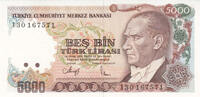 Asia 1990 TURKEY P.198 - 5000 Lira L.1970 UNC  3,00 EUR  + 10,00 EUR frais d'envoi