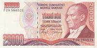 Asia 1988 TURKEY P.201b - 20.000 Lira L.1970 UNC  7,00 EUR  + 10,00 EUR frais d'envoi