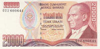 Asia 1995 TURKEY P.202 - 20.000 Lira L.1970 UNC  3,50 EUR  + 10,00 EUR frais d'envoi