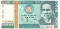 South America 1988 PERU P.140 - 10.000 Intis UNC  3,00 EUR  + 10,00 EUR frais d'envoi