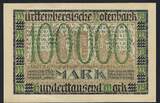 Wurttemberg / Wuerttemberg 100000 Mark 15/06/1923 Württembergische Notenbank SUP+