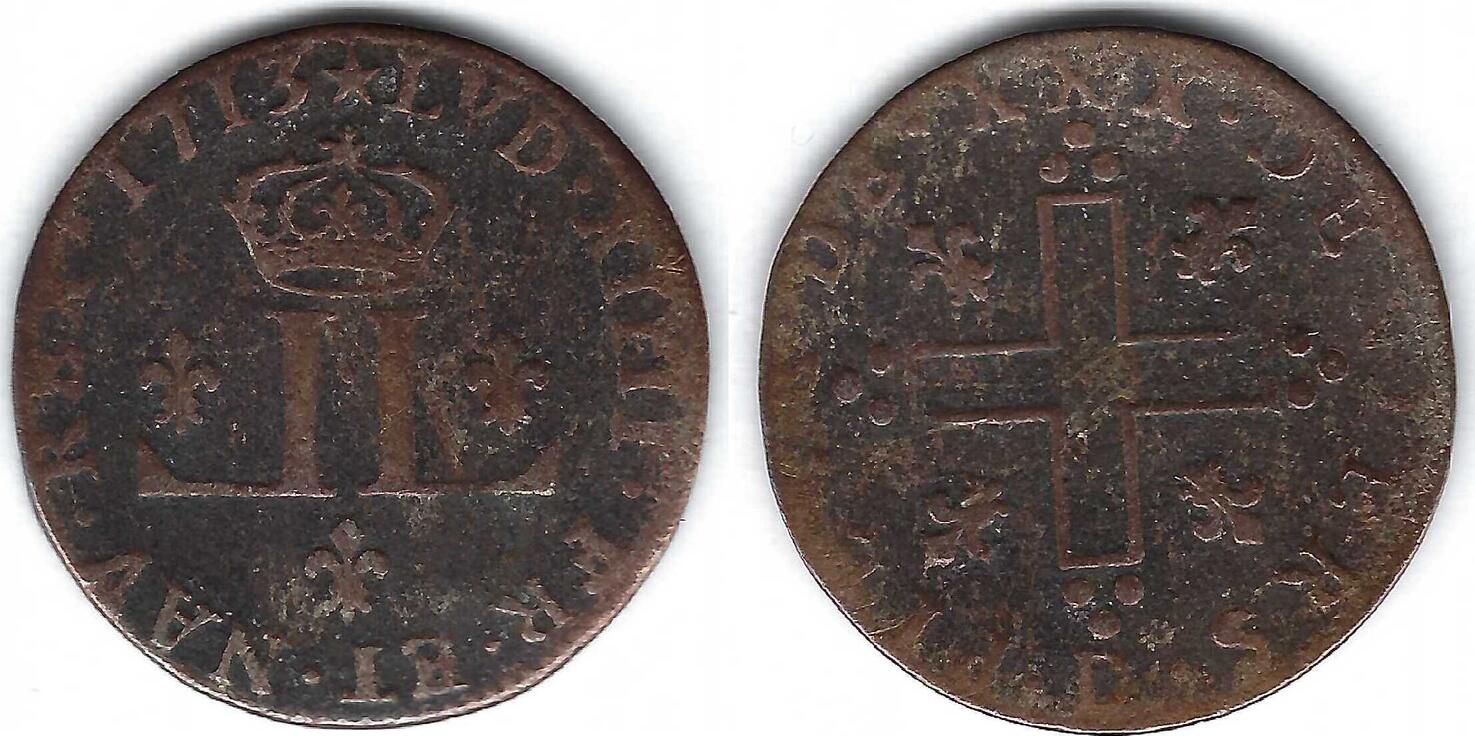 France Frankreich Lyon XXX Deniers 1713 D Louis XIV 1643  