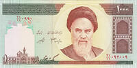   Iran 1000 Rial banknote, 1992&ndash;2014, featuring portrait of Khomeini  1,73 EUR  + 34,55 EUR frais d'envoi