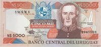 Uruguay 5000 Nuevos Peso Banknote (1983-1987) | Featuring Juan Antonio Lavalleja -