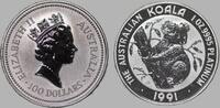 Australien 100 Dollars (1 Unze Platin) Queen Elizabeth II - Koala -