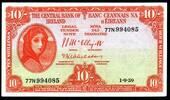 Irland 10 Shillings Sterling 1.9.59 Serie 77N J.J. McElligott / T.K. Whi... 95,00 EUR  + 10,00 EUR frais d'envoi
