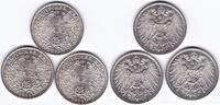 Deutschland, 3 mal 1 Mark, 1914 E Kaiserreich, fast stempelglanz / stemp... 36,00 EUR  + 7,00 EUR frais d'envoi