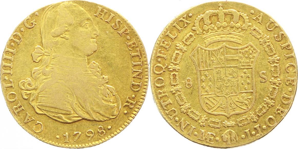 Peru 8 Escudos Gold 1798 ME Carlos IV 1788 1808 TTB MA Shops peru-8-escudos-gold-1798-me-carlos-iv-1788-1808-ttb-ma-shops