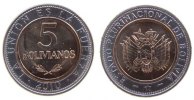 Bolivien 5 Bolivanos Bi-Met. Wappen -