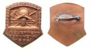 Städte Abzeichen Aluminium bronziert Bornheim - 70 Jahre Freiwillige Feuerwehr, ca. 33,5 x 29,5 MM, intakte Nadel -