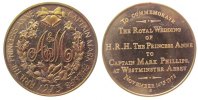 Großbritannien Medaille Bronze Hochzeit Prinzessin Anne mit Captain Mark Phillips, ca. 45 MM -