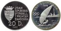 Andorra 20 Deniers Ag Olympiade Windsurfer, Patina -