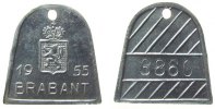 Belgien Hundesteuermarke Aluminium Brabant, ca. 25 x 25 MM -