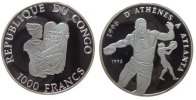 Kongo Republik 1000 Francs Ag Olympiade Diskuswerfer -