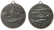 Italien tragbare Medaille Bronze versilbert Sirmione - Gardasee, Skaligerkastell / Rennboote auf dem See, ca. 27,5 MM -
