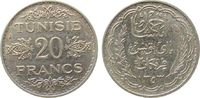 Tunesien Franz. 20 Francs Ag Ahmed, Bey (1929-1942), AH1353, Gad.105 -