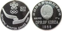 Korea Nord 500 Won Ag Olympiade Eishockey, fleckig -