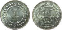 Tunesien Franz. 1 Franc Ag Mohamed El-Naceur, Bey (1906-1922), Gad.86 -