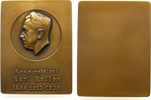 Personen Plakette Bronze Keller Karl - Kommerzialrat, Büste nach links über Mehrzeiler, v. Karl Perl, ca. 35,8 x 47 MM, einseitig -