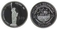 Liberia 10 Dollar Ag Freiheitsstatue, New York -