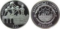 Liberia 20 Dollars Ag Brüssel (Niederlande - Netherlands), Atomium etc., etwas fleckig, feine Handlingsmarken -