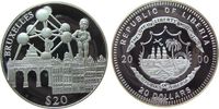 Liberia 20 Dollars Ag Brüssel (Niederlande - Netherlands), Atomium etc., etwas fleckig, feine Handlingsmarken -
