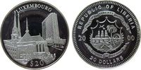 Liberia 20 Dollars Ag Luxembourg, Kathedrale unserer lieben Frau etc., etwas fleckig, feine Handlingsmarken -