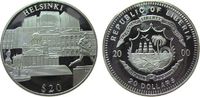 Liberia 20 Dollars Ag Helsinki (Finnland), etwas fleckig, feine Handlingsmarken -