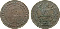 Tunesien Franz. 10 Centimes Br Mohamed El-Naceur, Bey (1906-1922), Gad.69 -