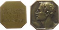 Sport Plakette Messing versilbert Ost Thüringen - Gaumeisterschaft im Kugelstossen, Büste mit Lorbeerkranz nach links / Mehrzeiler, ca. 29,5 x -