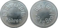 Jetons & Notgeld Wertmarke Aluminium Föhren (bei Trier) Bäckerei Orth - gut für 2 kg Brot, ca. 24 MM, feine Kratzer -