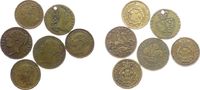 Großbritannien Jeton Bronze Georg - Victoria, 6 x Jetons, Victoria Model 3x, 1x gelocht, ca. 22 MM -