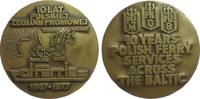 Polen Medaille Bronze Polnischer Fährschiffverkehr - auf den 10. Jahrestag, Ostsee, Landkarte mit den verschiedenen Häfen / Mehrzeiler, ca. 69, -