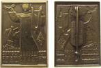 Musik Anstecker Bronze Frankfurt - XI. Deutsches Sängerbundesfest, Sänger mit Laute vor Frankfurter Römer, v. Wiedmann, ca. 26 x 37,3 MM, intakt -