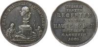 vor 1914 Medaille Silber Karl Friedrich (1738-1806) - auf die Mannheimer Huldigung, Baden, Büste auf Podest zwischen den liegenden Flussgöttern Rh -