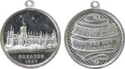 Musik tragbare Medaille Zinn Dresden - auf das erste Deutsche Sängerbundfest, Festhalle / Mehrzeiler auf Band, ca. 33 MM, zwei kleine Druckstellen -
