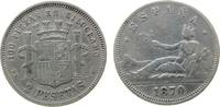 Spanien 2 Pesetas Ag Provisorische Regierung, 1870/73, DE-M -