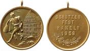 Schützen nach 1945 tragbare Medaille Bronze Hameln - auf das Schützenfest, der Rattenfänger von Hameln / Schrift, ca. 34,5 MM -