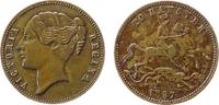 Großbritannien Jeton Messing Victoria - to Hanover 1837, Büste nach links / Reiter mit Schwert über Drachen, ca. 21,5 MM, Lackreste, feine Kratzer -