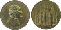 Italien Medaille Bronze vergoldet Mailand - auf die Vollendung des Domes, Büste von Fürst G.G. Visconti (Vicecom) nach rechts / Domansicht, unsig -