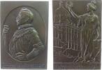 Italien Plakette Bronze Turin - auf die deutsche Abteilung der Ausstellung, Brustbild von Kaiser Wilhelm II. in Rüstung nach links / Stadtgöttin -