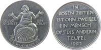 Weimarer Republik Medaille Aluminium Dresden - auf die Wucherer, fetter, nackter Mann sitzt auf einer Getreidegarbe, von Hörnlein, ca. 38 MM, Arnold 180 -