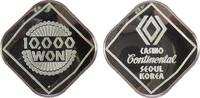 Casino Jeton zu 10.000 Won Silber Seoul Korea Casino, 10.000 Won, viereckig, ca. 30 MM, ca. 14,5 Framm -